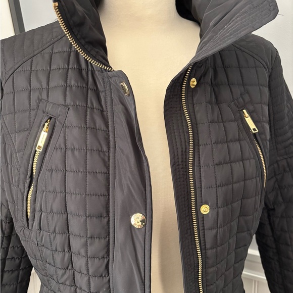 Michael Kors Quilted Jacket Black Sz S Slim fit gold tone - Picture 2 of 10